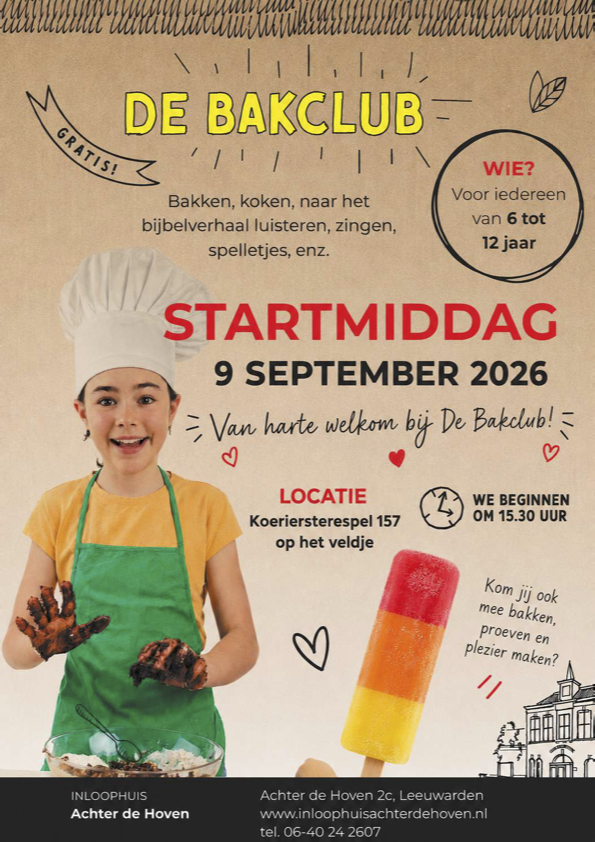 Poster kinderbakclub startmiddag
